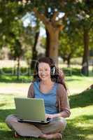 Woman working on her laptop