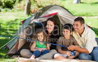 Joyful family fishing