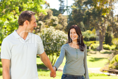 Pretty couple in the park