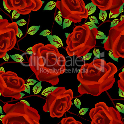 Roses over black pattern