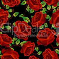 Roses over black pattern