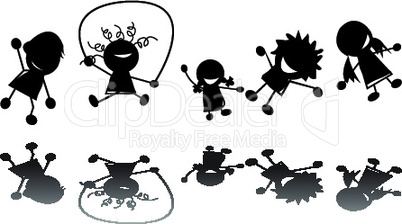 Jumping kids silhouettes