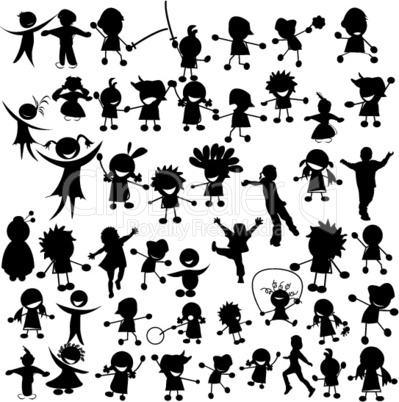 Stylized children silhouettes