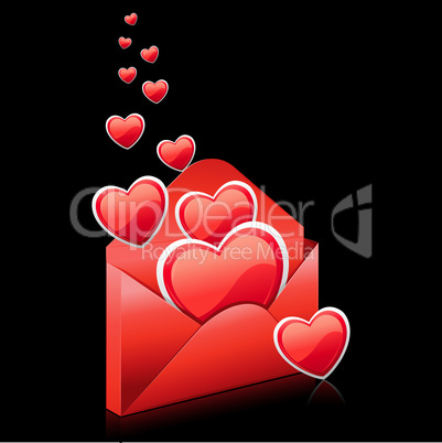 hearts in envelope