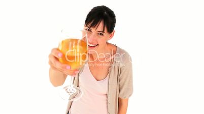 Frau mit einem Weinglas