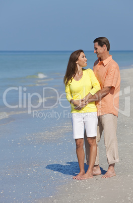 Happy, Man and Woman Couple Embracing on An Empty Beach