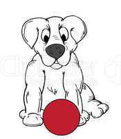 Cartoon Dog and Ball