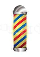 red and blue barbers pole
