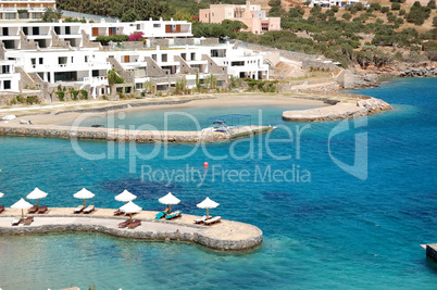Beach of the luxury hotel, Crete, Greece
