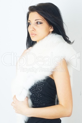 Girl wearing white fur