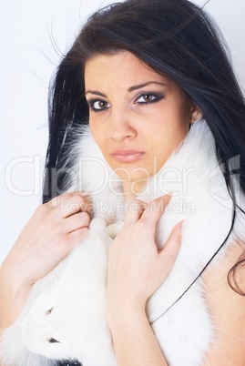 Girl wearing white fur