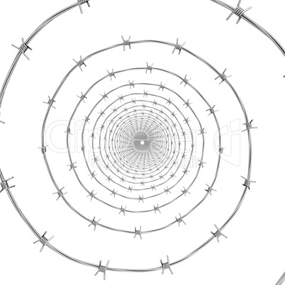 Barbed wire spiral frontal view