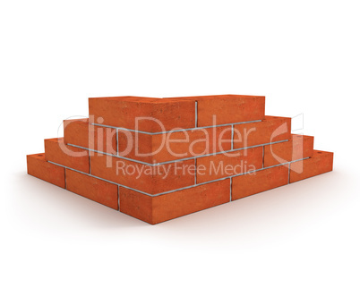 Corner of wall made from orange bricks