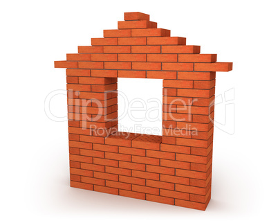 Abstract house made from orange bricks