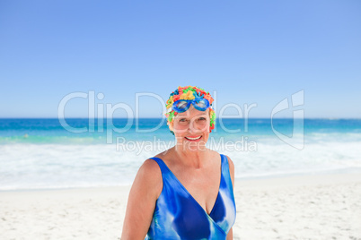 Senior woman in swimsuit