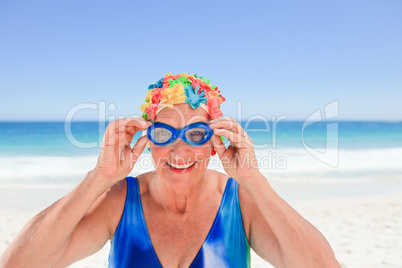 Senior woman in swimsuit