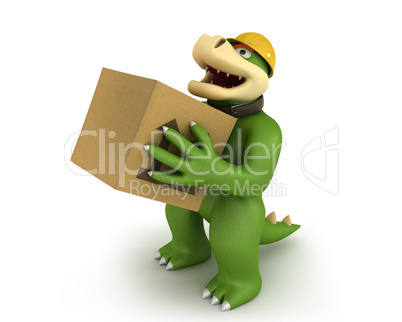 Crocodile with a packet in his hands