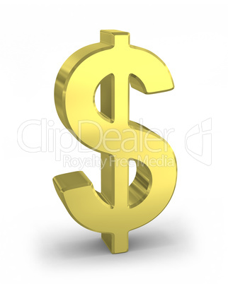 Gold dollar sign isolated