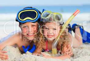 Brother and sister on the beach