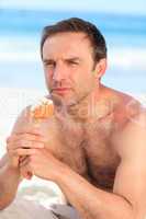 Man eating an ice cream