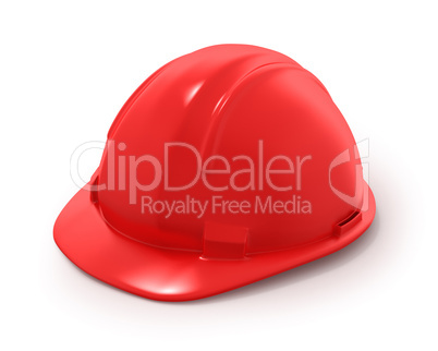 Red builder's helmet isolated