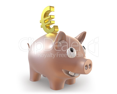 3d piggy bank with euro symbol