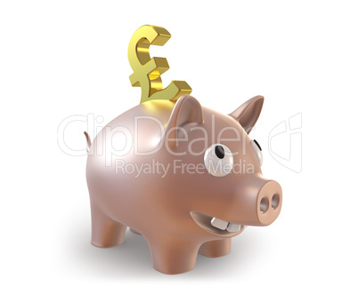 3d piggy bank with pound symbol