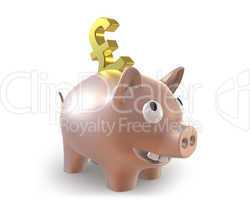 3d piggy bank with pound symbol