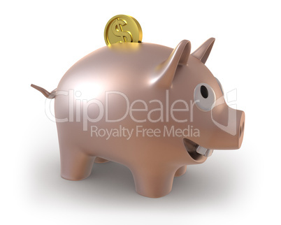 Piggy bank with coin