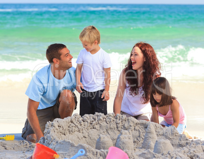 Radiant family at the beach