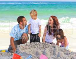 Radiant family at the beach