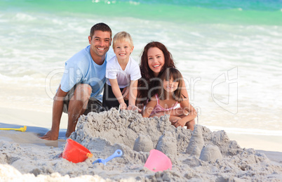 Radiant family at the beach