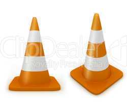 Road cone frontal and diagonal view