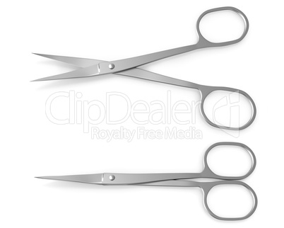 Manicure scissors closed and opened