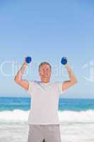 Elderly man doing his exercises