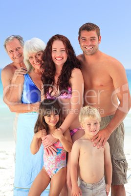Portrait of a joyful family at the beach