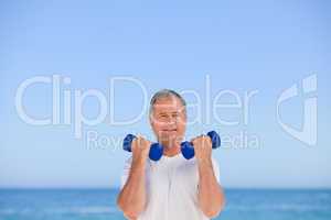 Mature man doing his exercises