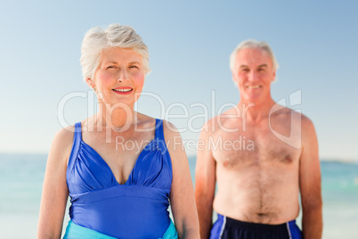 Elderly couple at the beach