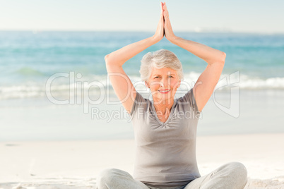 Elderly woman doing her streches