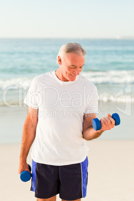 Senior man doing his exercises