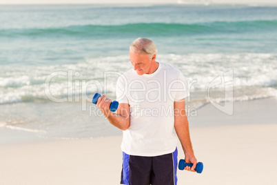 Senior man doing his exercises