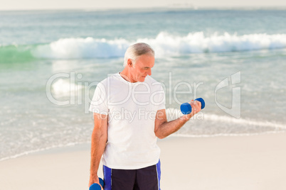 Senior man doing his exercises