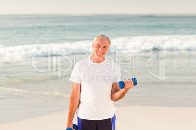 Senior man doing his exercises