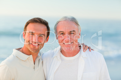 Father with his son at the beach