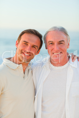 Father with his son at the beach