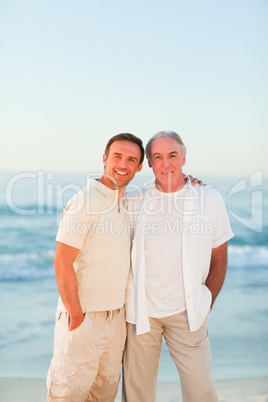 Father with his son at the beach