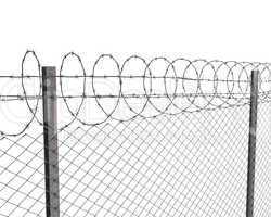 Chainlink fence with barbed wire on top