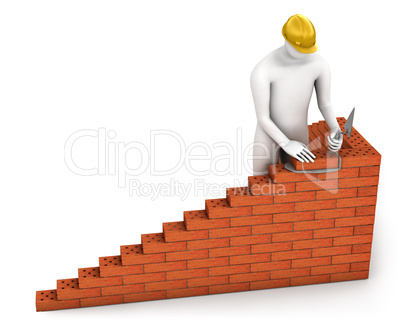 Abstract builder places a brick