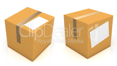 Carton box with blank paper for text