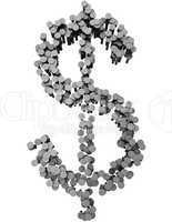 Alphabet made from hammered nails, dollar symbol